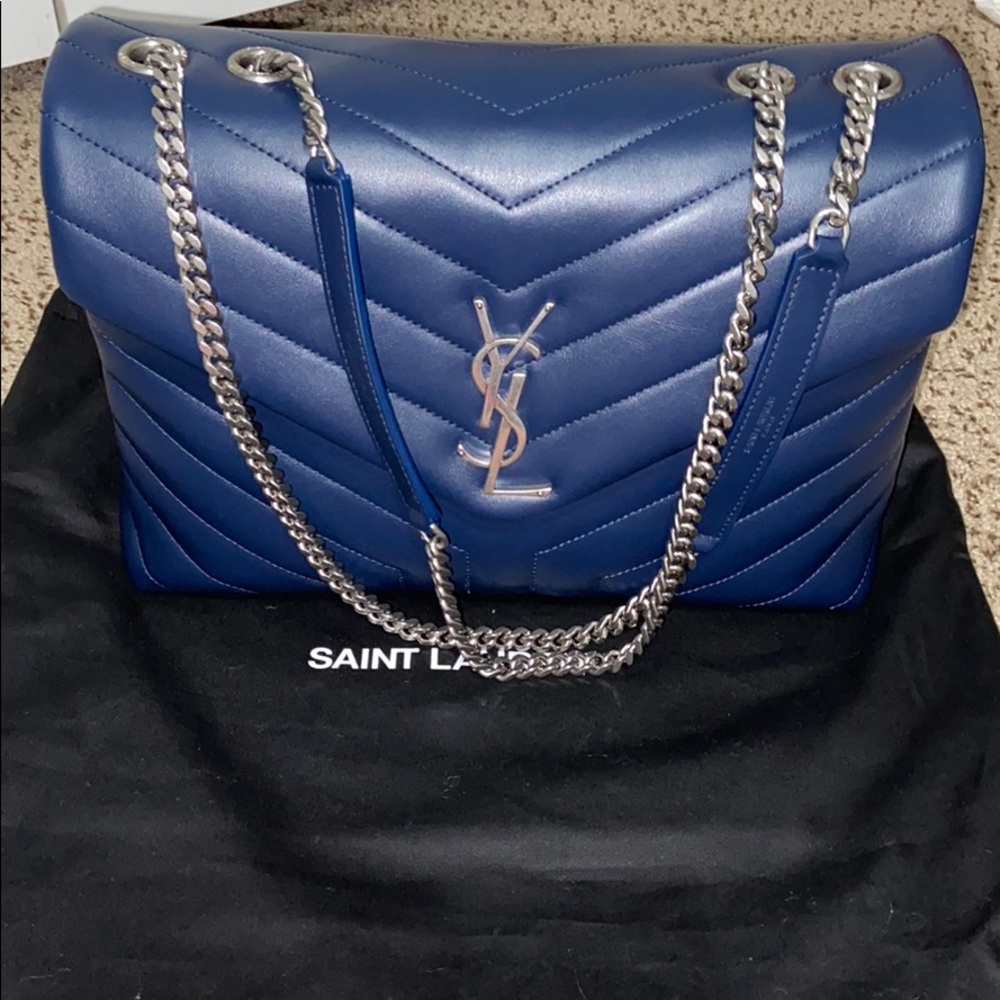 Saint Laurent medium silver loulou shoulder bag